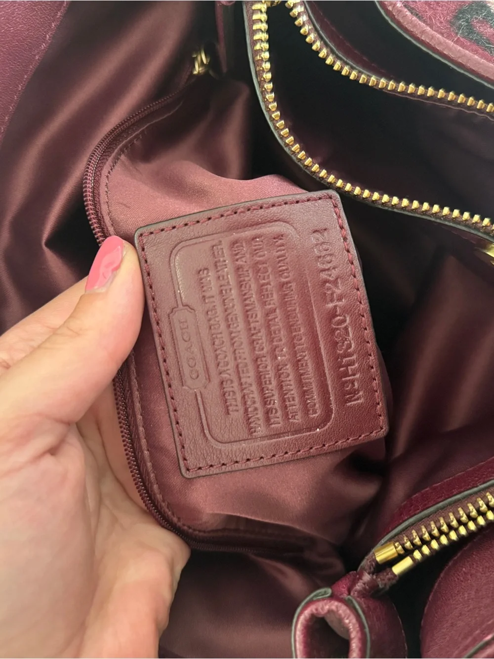 Coach Maroon Leopard-Accent Leather Hobo Bag